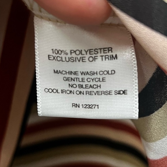 2/$15 Wishful Park Striped Sleeveless Blouse Black Pink White Zipper Accent L - Picture 6 of 7